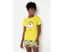 Pijama Manga Curta Algodão Adulto Unissex Minions - Puket