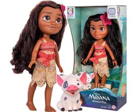 Boneca Cotiplas Princesa Moana 45cm e Porquinho Pua 8cm Disney