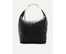 Bolsa Hobo Preta Couro Tressê Grande Silvia Braz- Arezzo