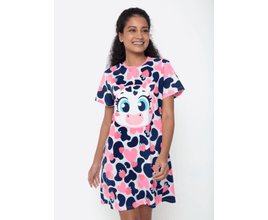 Camisola Manga Curta Algodão Feminino Vaca Romântica - Puket