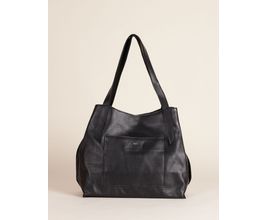 Bolsa Couro Grande Bolso Frontal - Preto - U