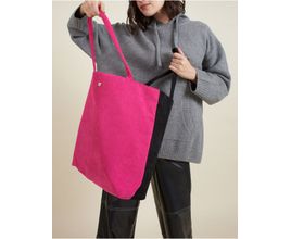 Bolsa Grande Veludo Bicolor - Pink