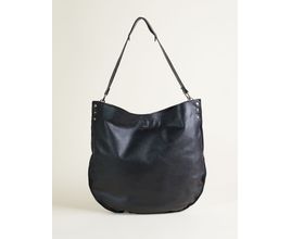 Bolsa Couro Grande Detalhe Mix De Rebites - Preto - U