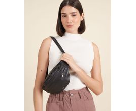 Pochete Couro Dois Bolsos - Preto - U