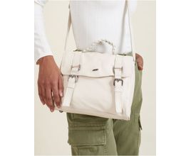 Bolsa Couro Média Detalhe Fivelas Metal - Off White - U