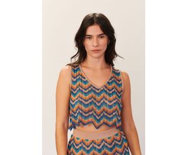 Blusa Top Tricot Chevron - Blue Man