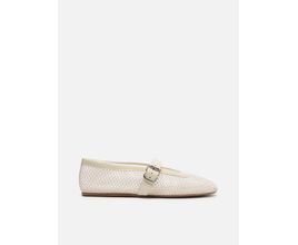 Sapatilha Boneca Off-White Verniz Tela Fivela - Arezzo