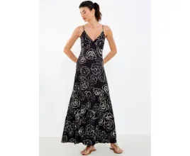 Vestido Sacada Midi Estampa Roses Black