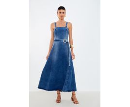 Vestido Sacada Jeans com Cinto