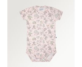 Body De Bebê Feminino Manga Curta Algodão Egípcio Liberty Fabrics Floresta - Rosa Bebe