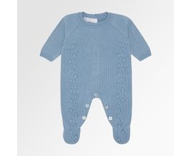 Saída De Maternidade Masculina Tricot Ponto Pipoca - Azul Canto