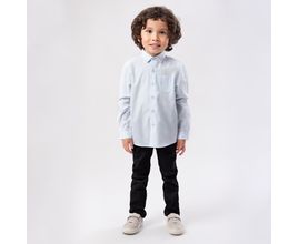 Camisa De Bebê Masculina Manga Longa Ravel Fio 60 Com Bolso - Azul Bebe