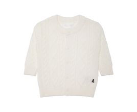 Cardigan De Bebê Unissex Tricot Ponto Trançado - Off White