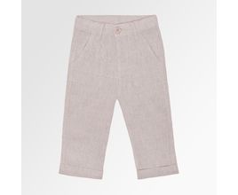 Calça De Bebê Masculina Puro Linho Com Bolso - Kaki