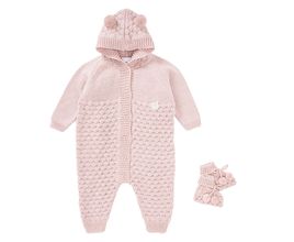 Macacão De Bebê Longo Tricot Com Sapatinho - Rose