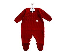 Saída De Maternidade Tricot Unissex Ponto Trança - Vermelho