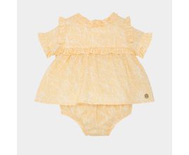 Conjunto De Bebê Feminino Fio 60 Estampa Criar - Amarelo