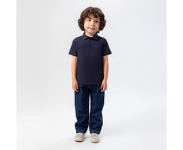 Calça Jeans De Bebê Masculina Com Elástico Na Cintura - Azul Marinho