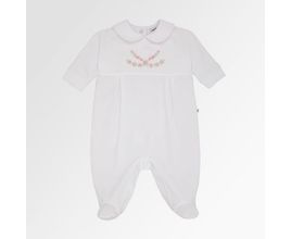 Macacão De Bebê Feminino Longo Plush Com Bordado - Branco