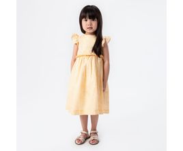 Vestido De Bebê Feminino Fustão Fio 60 Estampa Criar - Amarelo