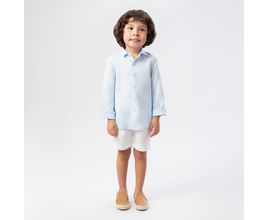 Bermuda De Bebê Masculina Puro Linho Com Bolso - Branco