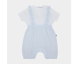 Macacão De Bebê Feminino Curto Algodão Egípcio Annaruga - Azul Bebe