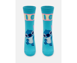 Meia Soquete Desenhada Fem Stitch Ef Azul - Puket