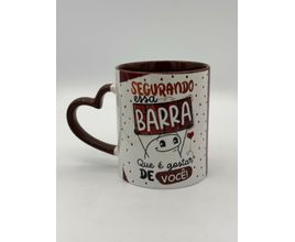 Caneca de Porcelana com Alça e interior Love Marrom