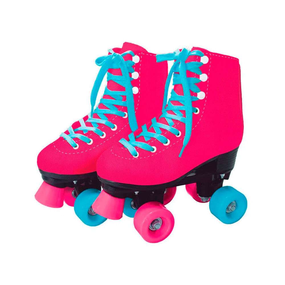 Patins Roller Skate 4 Rodas Ajustáveis Azul/branco Tam.30 a 33