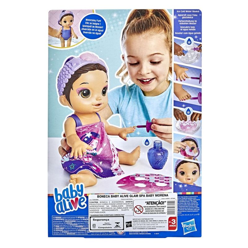 Boneca Baby Alive Glam SPA Dia de Princesa Morena F3565 - Hasbro