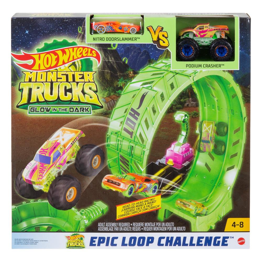 Pista Mattel Hot Wheels Desafio Looping Épico Brilha No Escuro Monster  Trucks