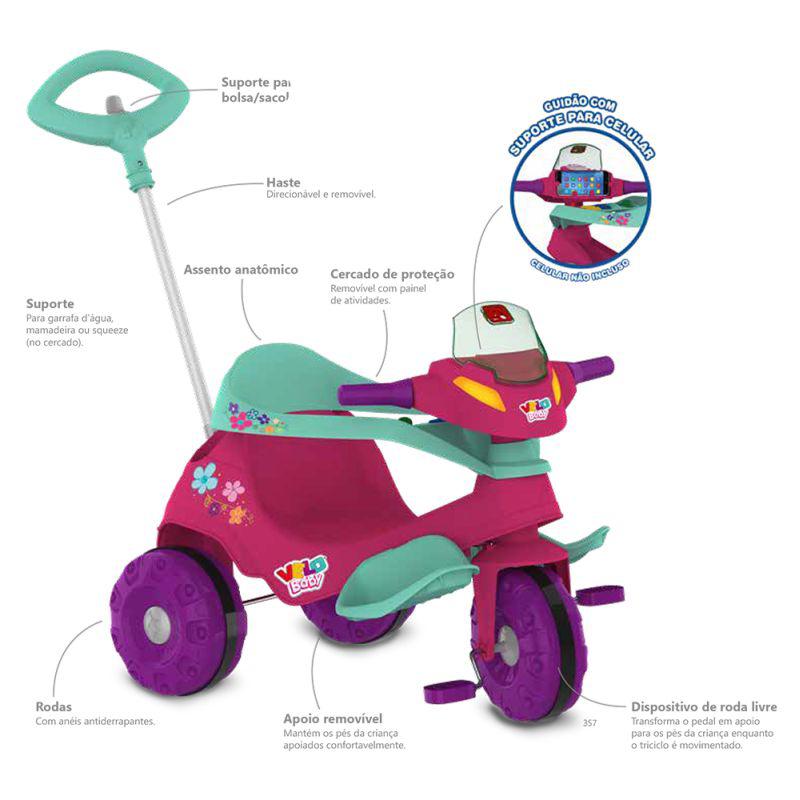 Motoca Triciclo Infantil Minnie Nathor
