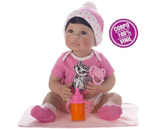 Roupa Para Boneca Bebê Reborn Coelho Com Bolinha Rosa - Shiny Toys