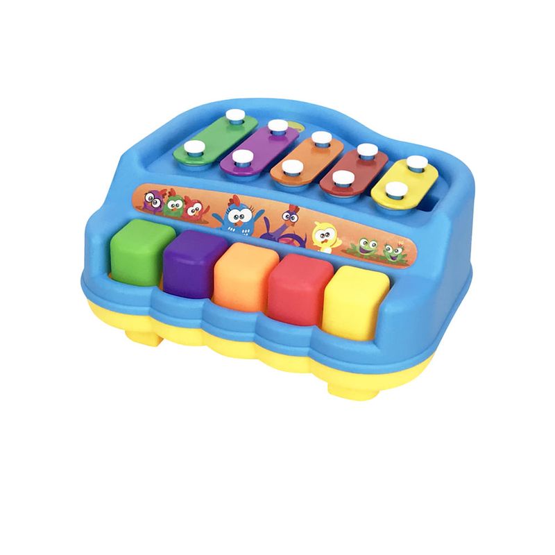 Piano Infantil Musical Educativo + Kit 3 Chocalhos Para Bebe