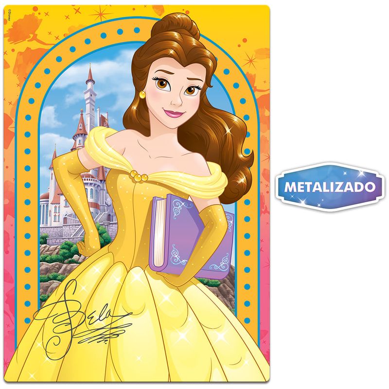 Quebra-Cabeça - Metalizado - 200 Peças - Disney - Princesa - Bela - Toyster