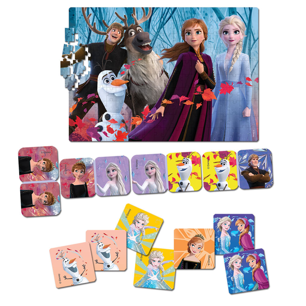 Kit Quebra Cabeça + Dominó +jogo Da Memória Princesas Disney