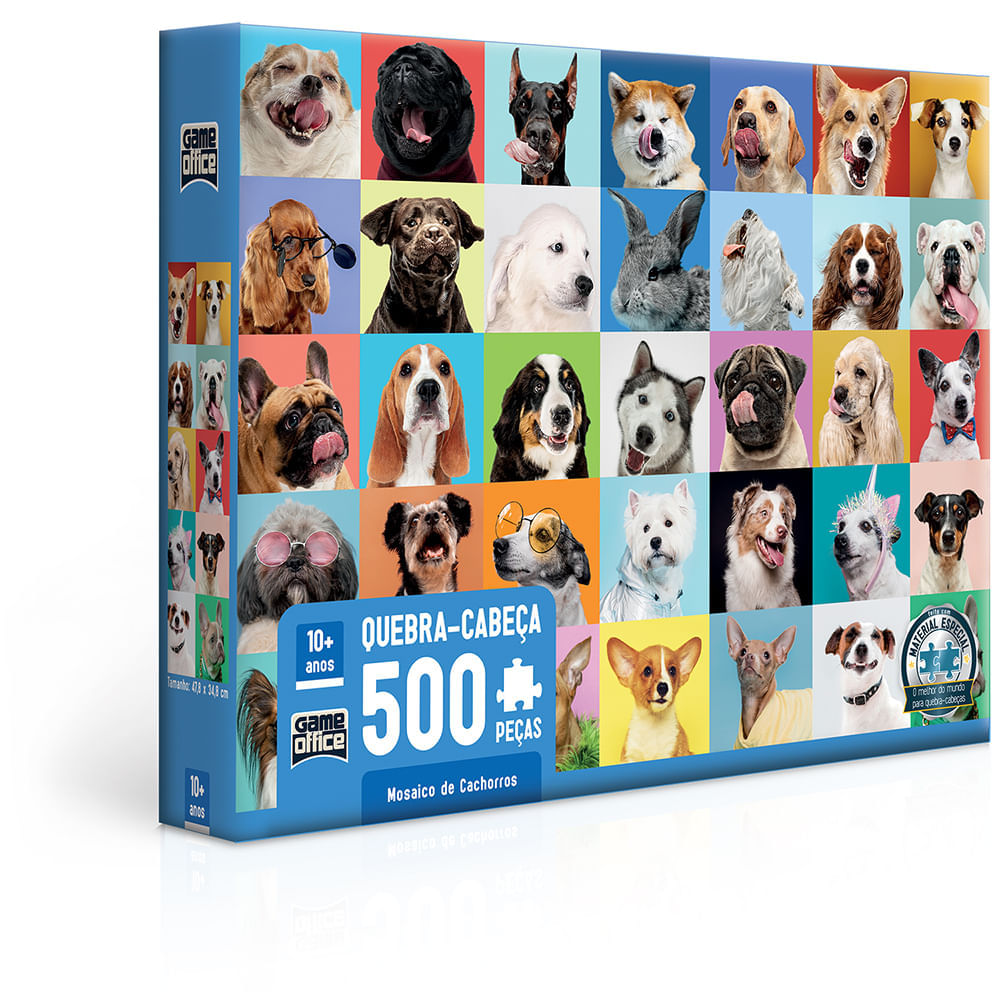 Quebra-Cabeça - 500 Peças - Game Office - Cachorros Mosaico - Toyster