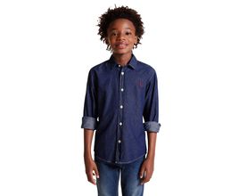 Camisa Reserva Mini Cont Ae Easy Oxford Denim