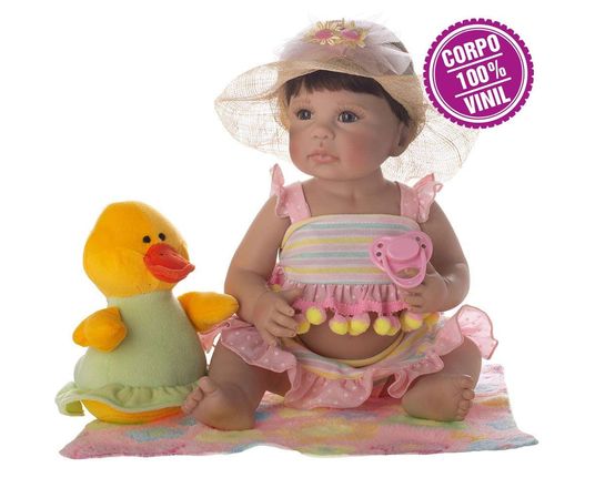 Boneca Bebê Reborn - Laura Baby - Pérola - Vinil - Shiny Toys
