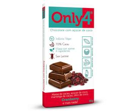 Chocolate 70% Cacau com Cranberry - Only4 80g