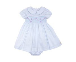 Vestido de Bebê Feminino Fustão Fio 60 Ponto Smock - Paola da Vinci