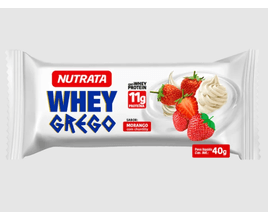 Barra de Proteína Whey Grego de Morango com Chantilly - Nutrata 40g