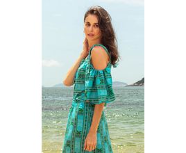 Blusa Tee Match Summer Turquoise Manguinha Feminina