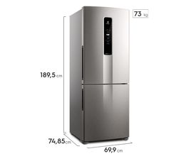 Refrigerador de 02 Portas Electrolux Frost Free com 490 Litros Efficient com AutoSense Inverse Inox Look - IB7S