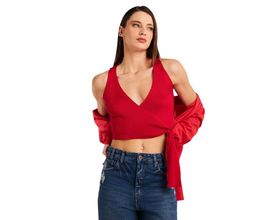 Blusa Tricot Transpassada Reversa