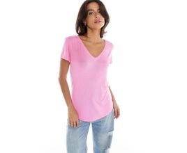 Camiseta Jogê Decote V Malha Basic Tees Feminina