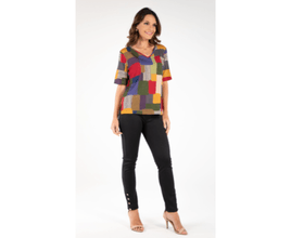 Blusa Marcia Lebelson Aquarela Decote em V